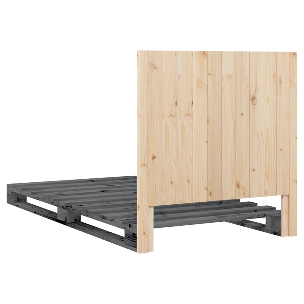 Giroletto con Testiera Grigio 100x200 cm Legno Massello di Pino | homemem39