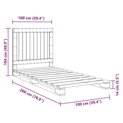 Giroletto con Testiera Grigio 100x200 cm Legno Massello di Pino | homemem39