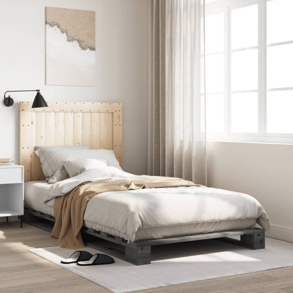 Giroletto con Testiera Grigio 100x200 cm Legno Massello di Pino | homemem39