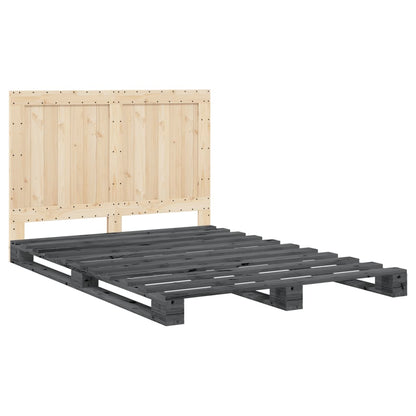 Giroletto con Testiera Grigio 140x200 cm Legno Massello di Pino | homemem39