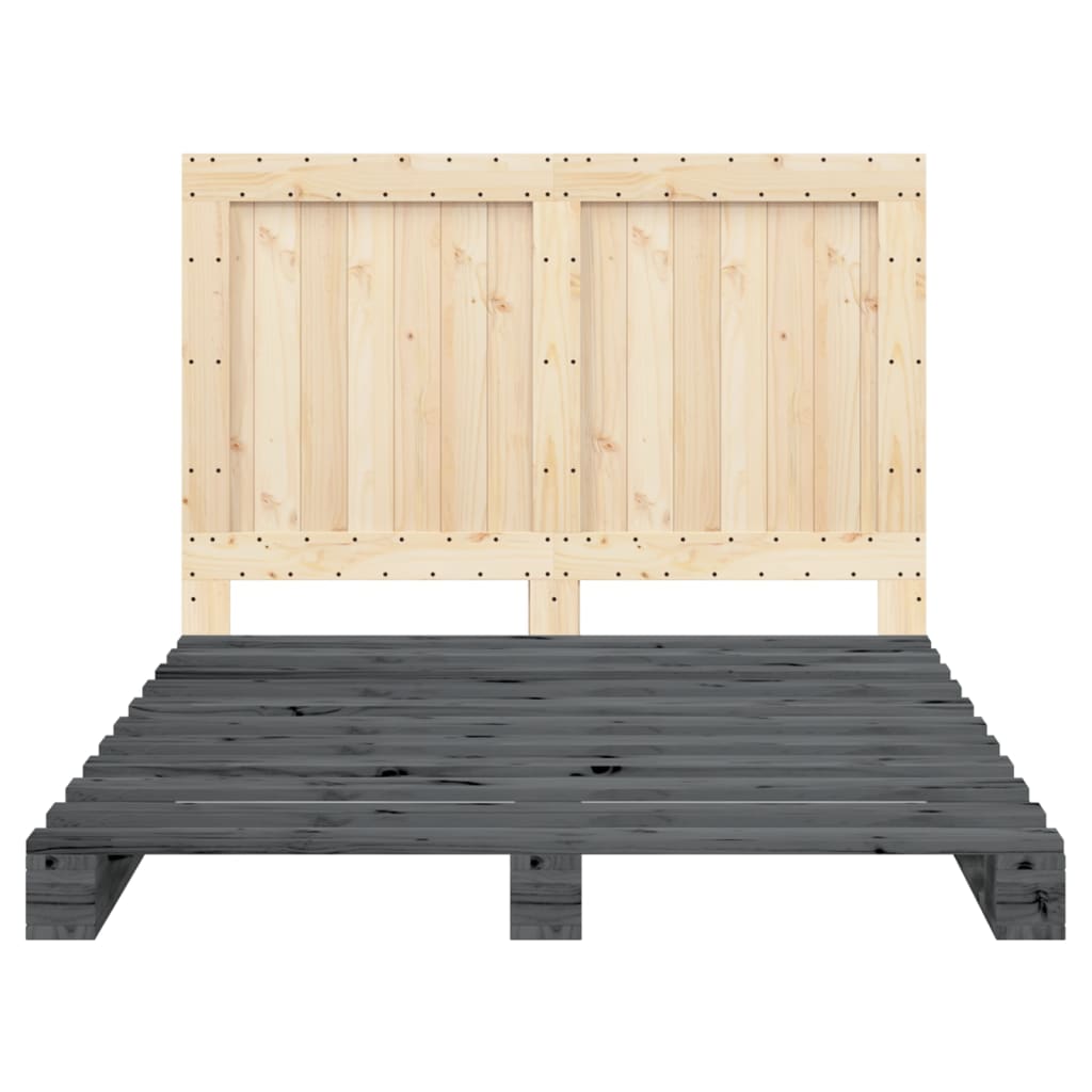 Giroletto con Testiera Grigio 140x200 cm Legno Massello di Pino | homemem39