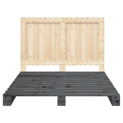 Giroletto con Testiera Grigio 140x200 cm Legno Massello di Pino | homemem39