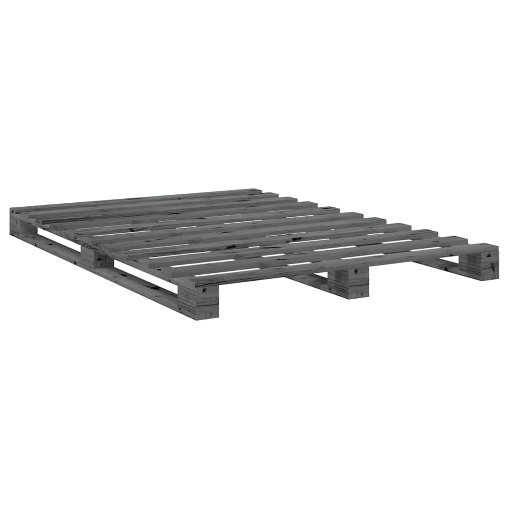 Giroletto con Testiera Grigio 140x200 cm Legno Massello di Pino | homemem39