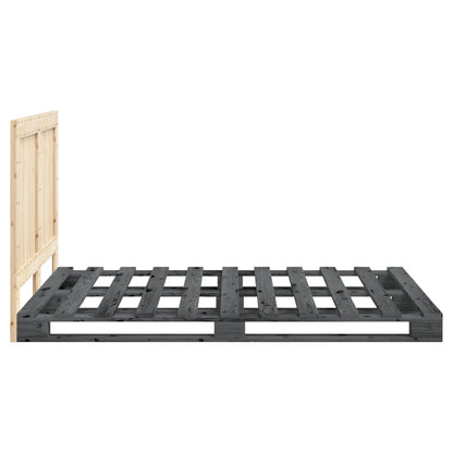 Giroletto con Testiera Grigio 140x200 cm Legno Massello di Pino | homemem39