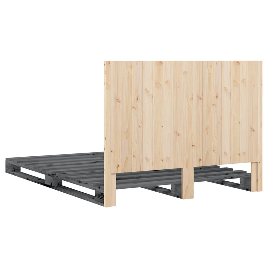 Giroletto con Testiera Grigio 140x200 cm Legno Massello di Pino | homemem39