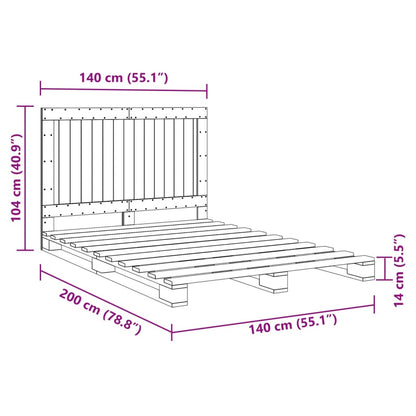 Giroletto con Testiera Grigio 140x200 cm Legno Massello di Pino | homemem39