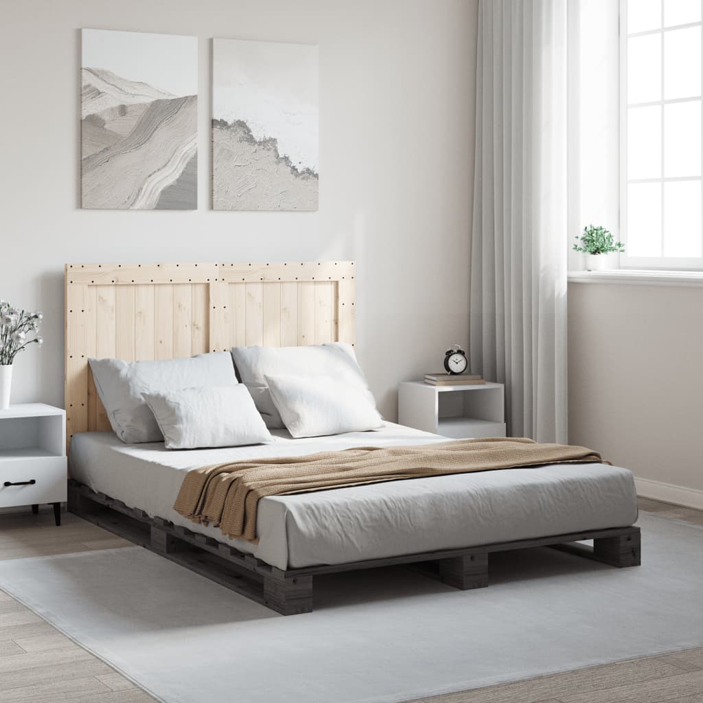 Giroletto con Testiera Grigio 140x200 cm Legno Massello di Pino | homemem39