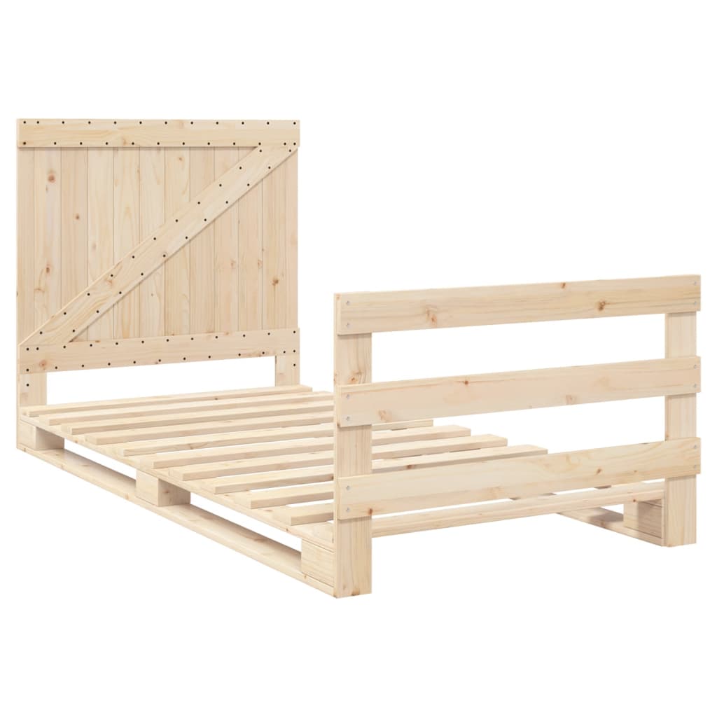 Giroletto con Testiera 100x200 cm Legno Massello di Pino | homemem39
