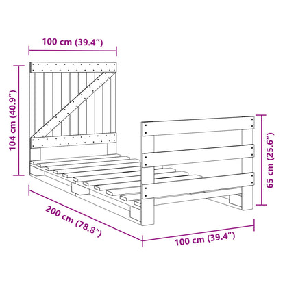 Giroletto con Testiera 100x200 cm Legno Massello di Pino | homemem39