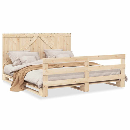 Giroletto con Testiera 200x200 cm in Legno Massello di Pino