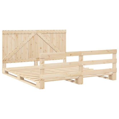 Giroletto con Testiera 200x200 cm in Legno Massello di Pino