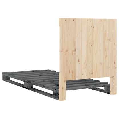 Giroletto con Testiera Grigio 90x200 cm Legno Massello di Pino | homemem39