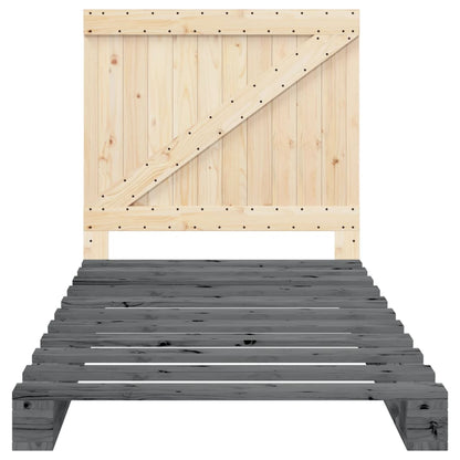 Giroletto con Testiera Grigio 100x200 cm Legno Massello di Pino | homemem39