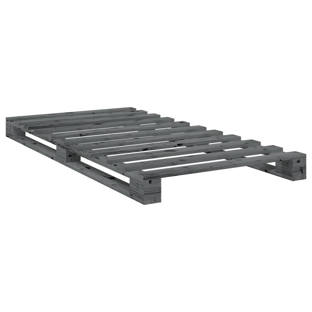 Giroletto con Testiera Grigio 100x200 cm Legno Massello di Pino | homemem39