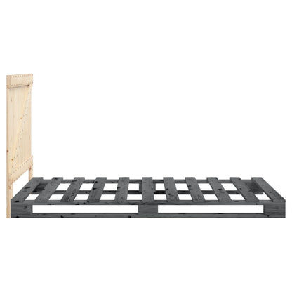 Giroletto con Testiera Grigio 100x200 cm Legno Massello di Pino | homemem39