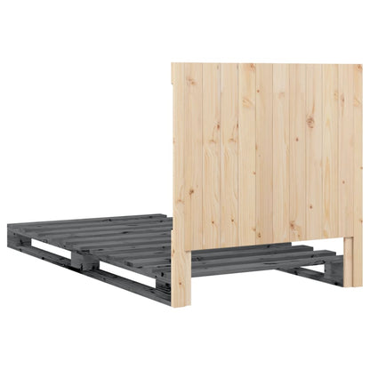 Giroletto con Testiera Grigio 100x200 cm Legno Massello di Pino | homemem39