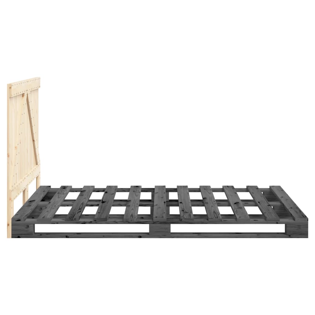 Giroletto con Testiera Grigio 140x200 cm Legno Massello di Pino - homemem39