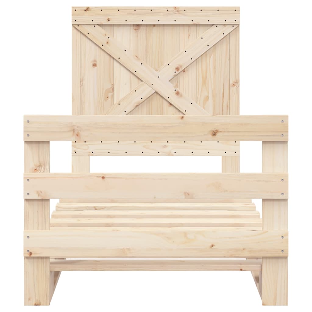 Giroletto con Testiera 90x200 cm in Legno Massello di Pino - homemem39