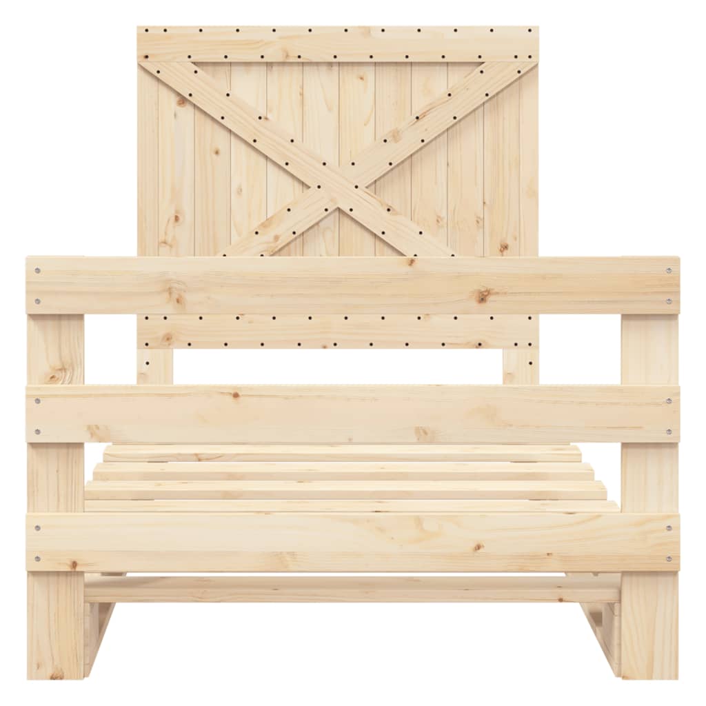 Giroletto con Testiera 100x200 cm Legno Massello di Pino - homemem39