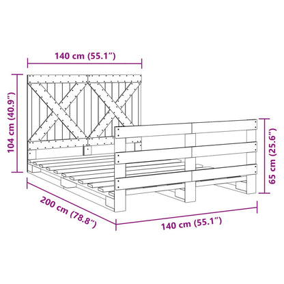 Giroletto con Testiera 140x200 cm in Legno Massello di Pino | homemem39