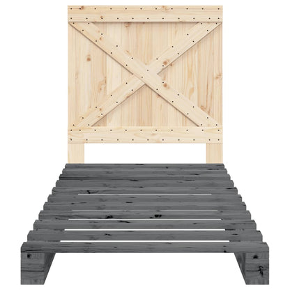 Giroletto con Testiera Grigio 90x200 cm Legno Massello di Pino | homemem39