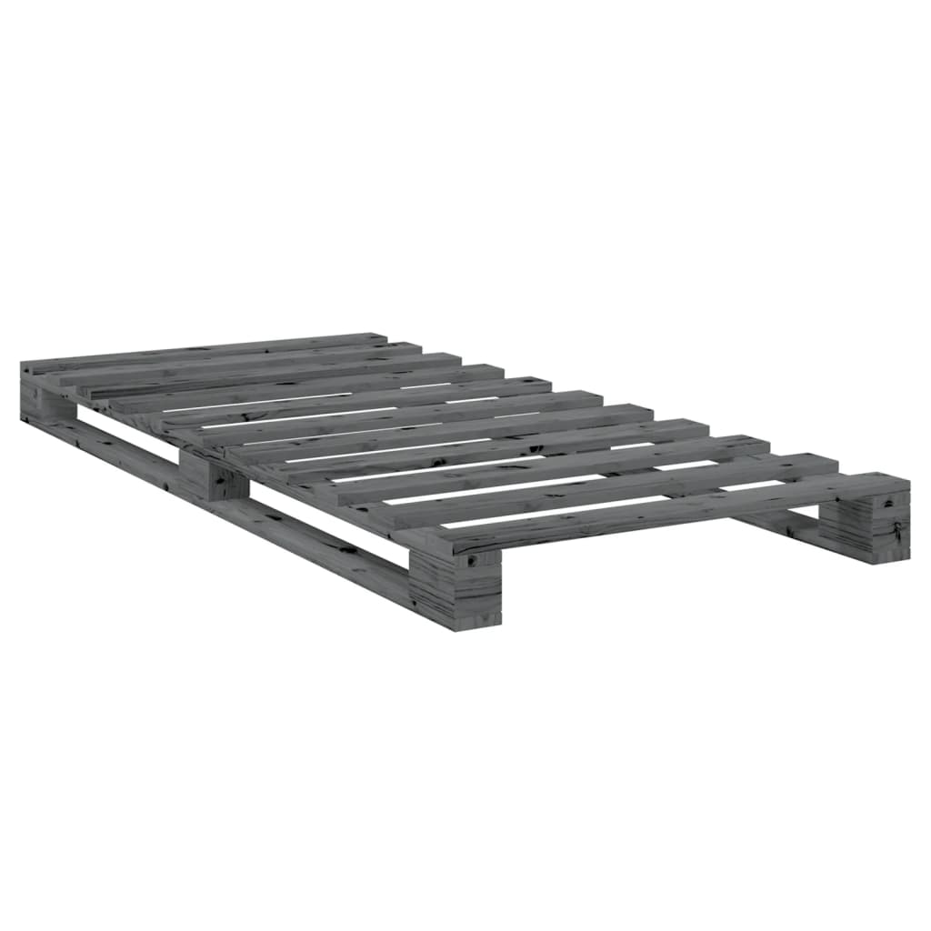 Giroletto con Testiera Grigio 90x200 cm Legno Massello di Pino | homemem39