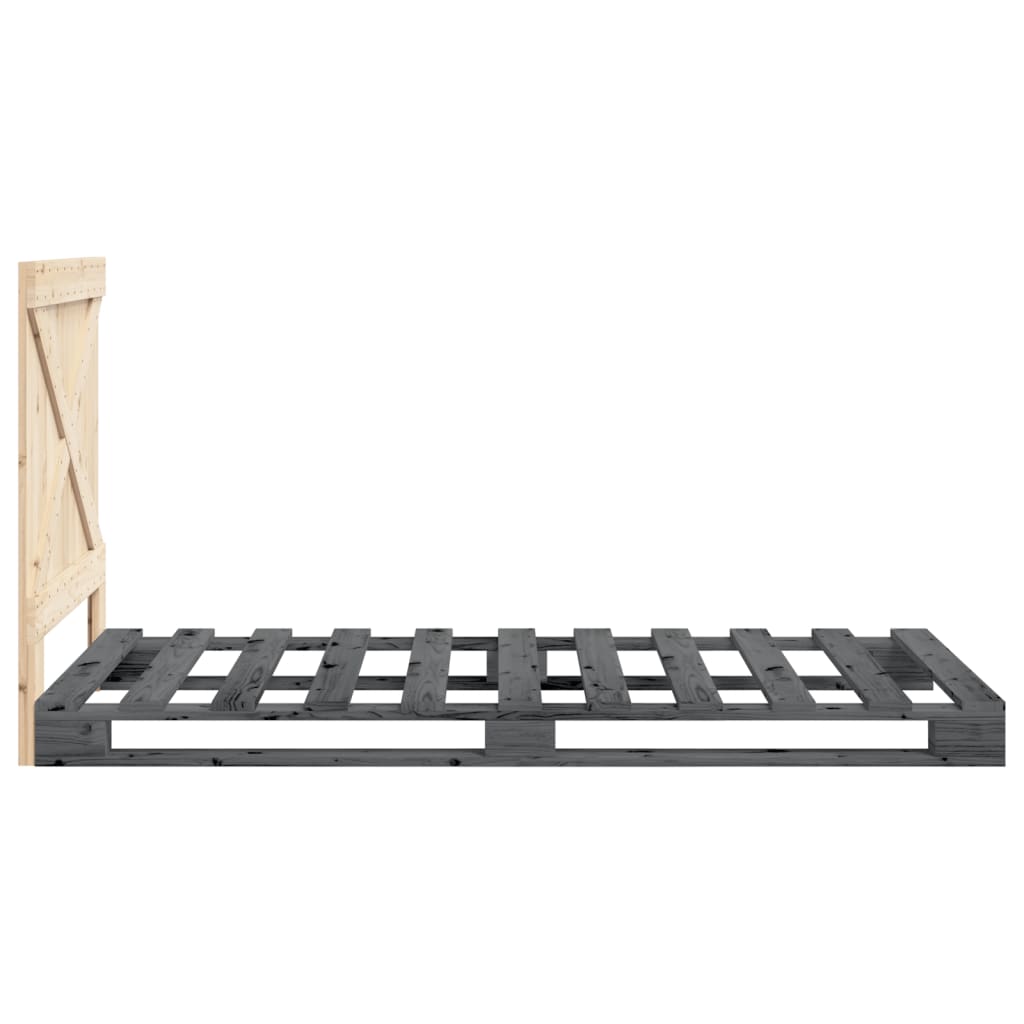 Giroletto con Testiera Grigio 90x200 cm Legno Massello di Pino | homemem39