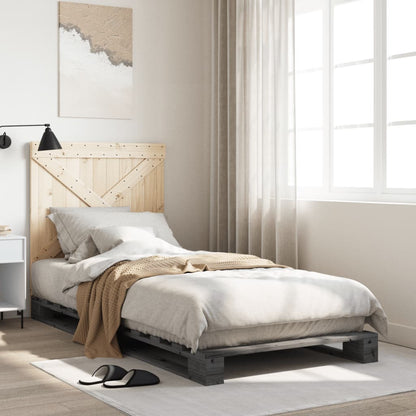 Giroletto con Testiera Grigio 90x200 cm Legno Massello di Pino | homemem39