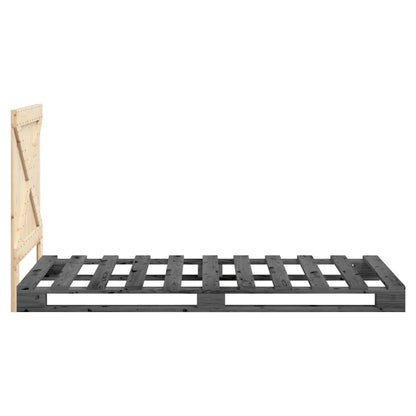 Giroletto con Testiera Grigio 100x200 cm Legno Massello di Pino