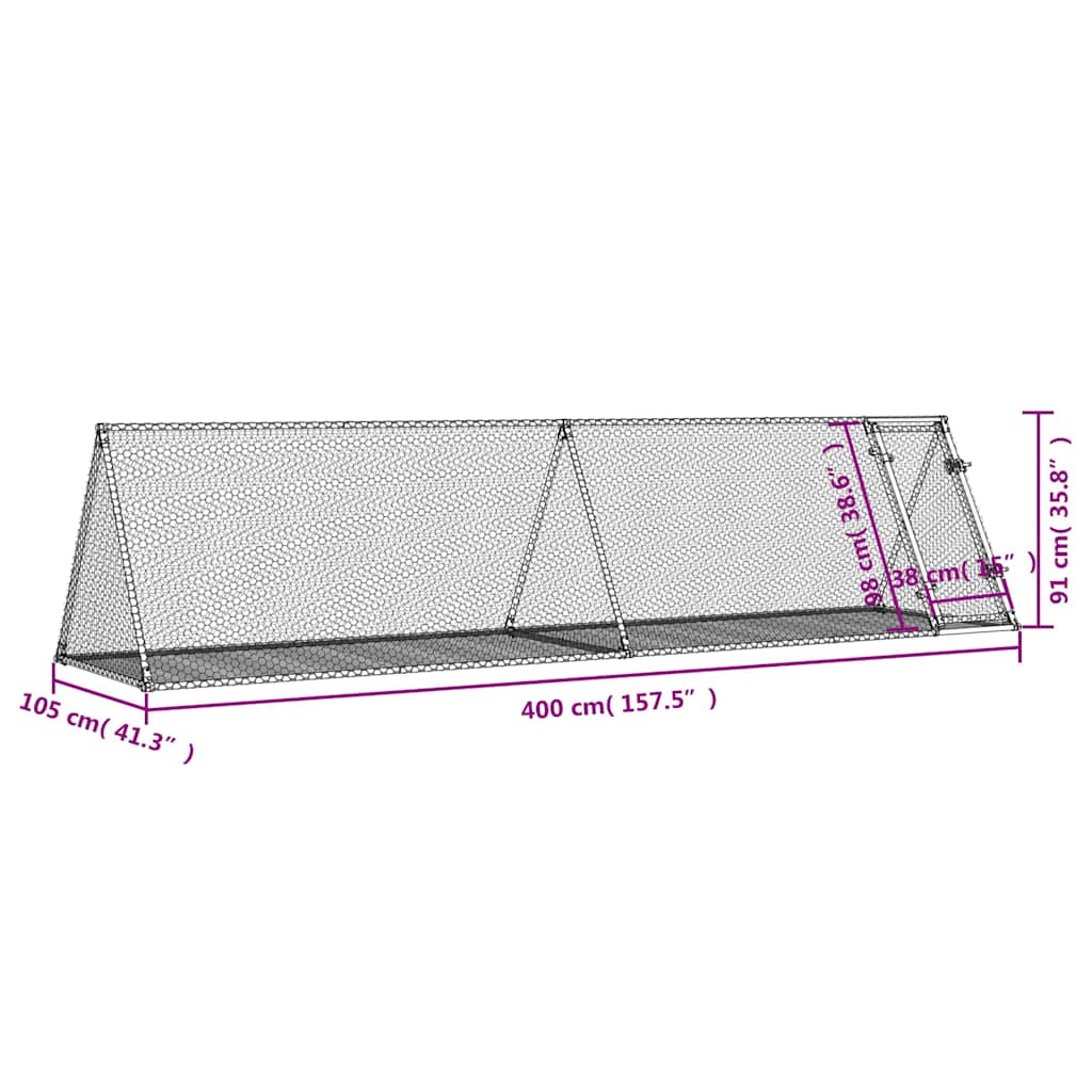 Conigliera Argento 400x105x91 cm in Acciaio Zincato | homemem39