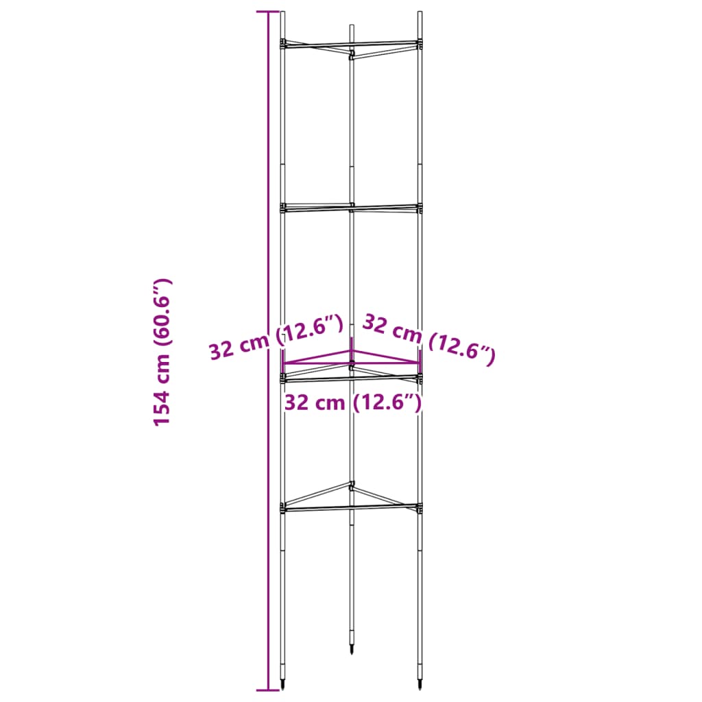 Sostegni per Pomodori 8pz 154 cm in Acciaio e PP - homemem39