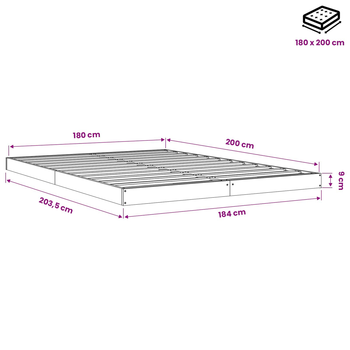 Giroletto Marrone Cera 180x200 cm in Legno Massello di Pino