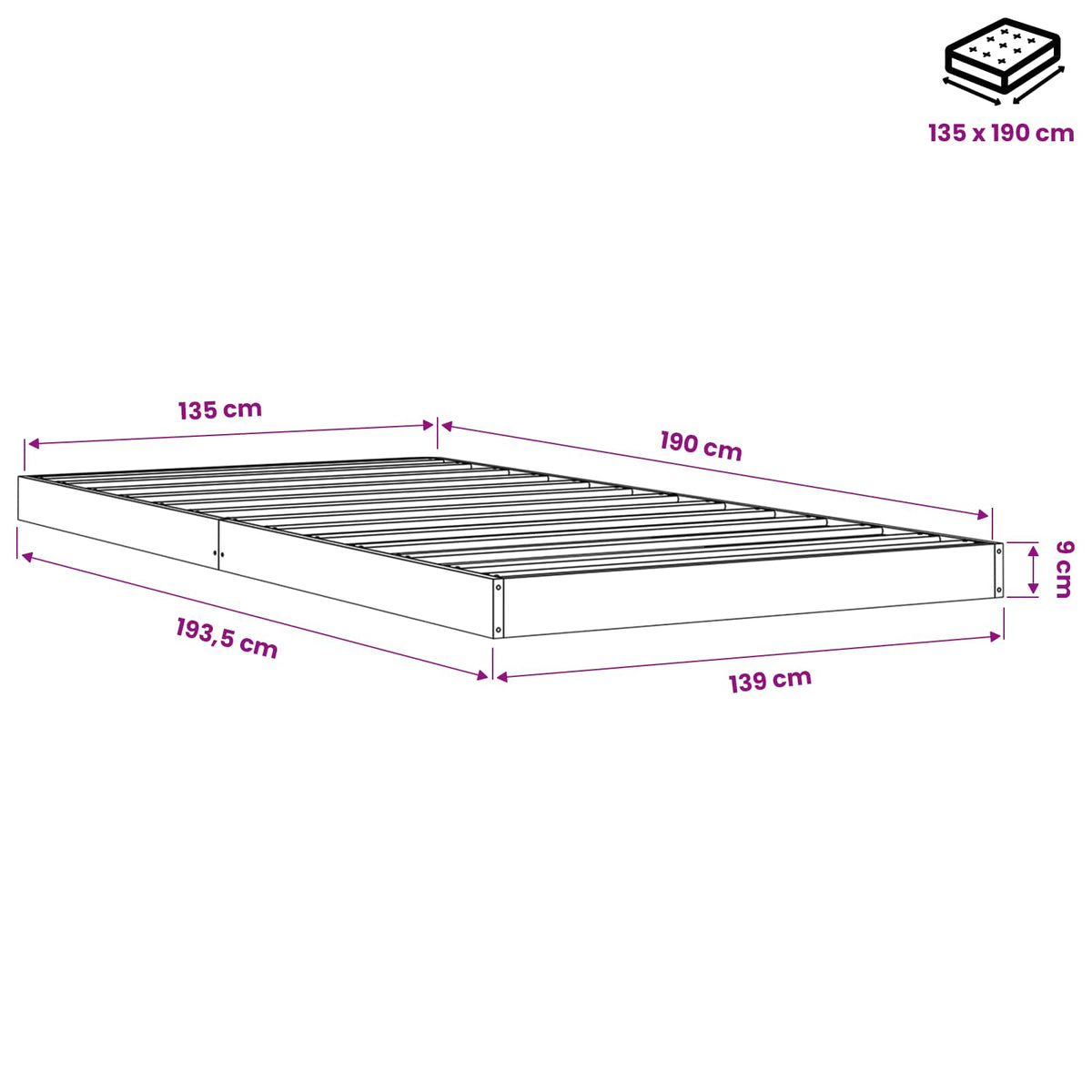 Giroletto Marrone Cera 135x190 cm in Legno Massello di Pino