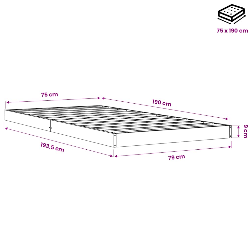 Giroletto Marrone Cera 75x190 cm in Legno Massello di Pino