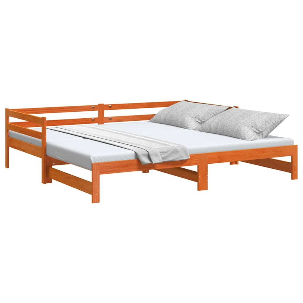 Divano con Letto Estraibile Marrone Cera 90x200cm Massello Pino | homemem39