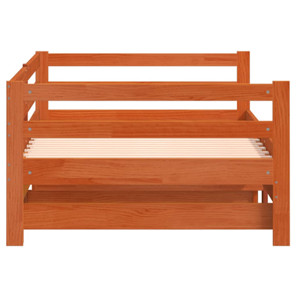 Divano con Letto Estraibile Marrone Cera 90x200cm Massello Pino | homemem39
