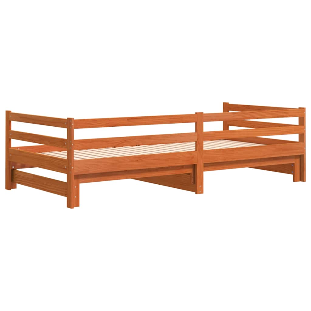 Divano con Letto Estraibile Marrone Cera 90x200cm Massello Pino | homemem39