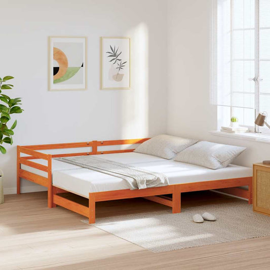 Divano con Letto Estraibile Marrone Cera 90x200cm Massello Pino | homemem39