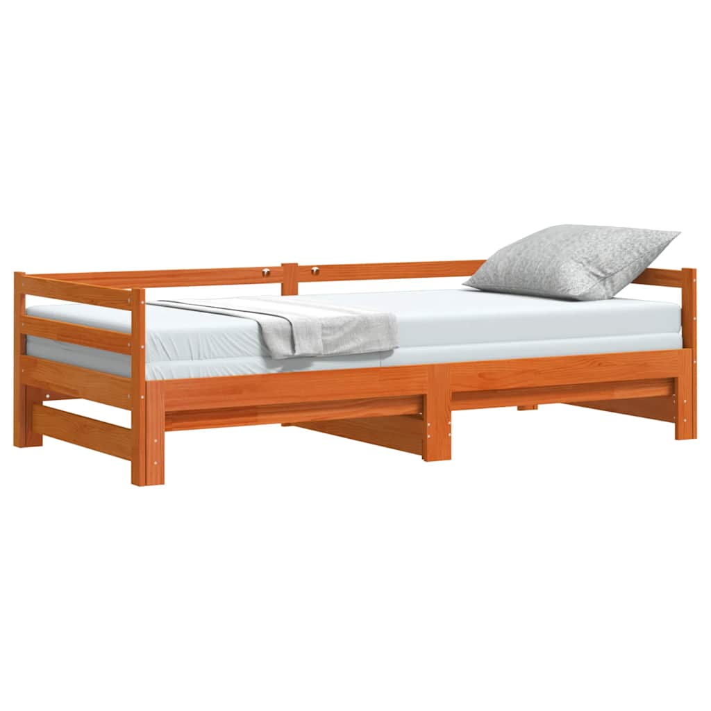 Divano Letto con Rotelle senza Materasso Marrone Cera 90x190 cm
