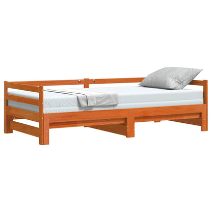 Divano Letto con Rotelle senza Materasso Marrone Cera 90x190 cm