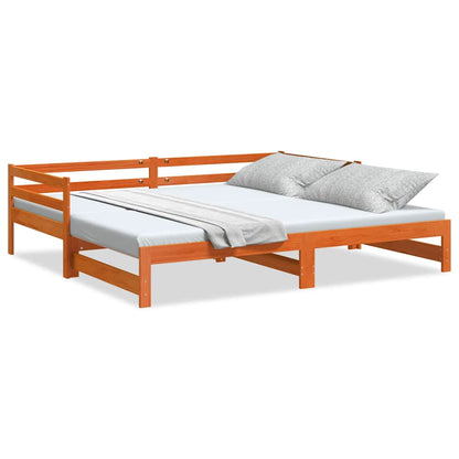 Divano con Letto Estraibile Marrone Cera 80x200cm Massello Pino | homemem39