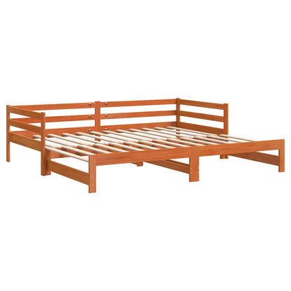 Divano con Letto Estraibile Marrone Cera 80x200cm Massello Pino | homemem39