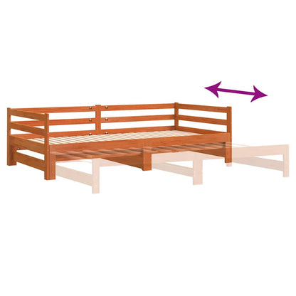 Divano con Letto Estraibile Marrone Cera 80x200cm Massello Pino | homemem39