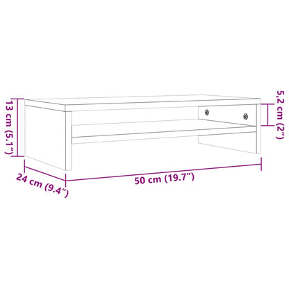Supporto Monitor Marrone Cera 50x24x13 cm Legno Massello Pino - homemem39
