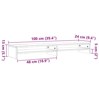 Supporto Monitor Marrone Cera 100x24x13 cm Legno Massello Pino - homemem39
