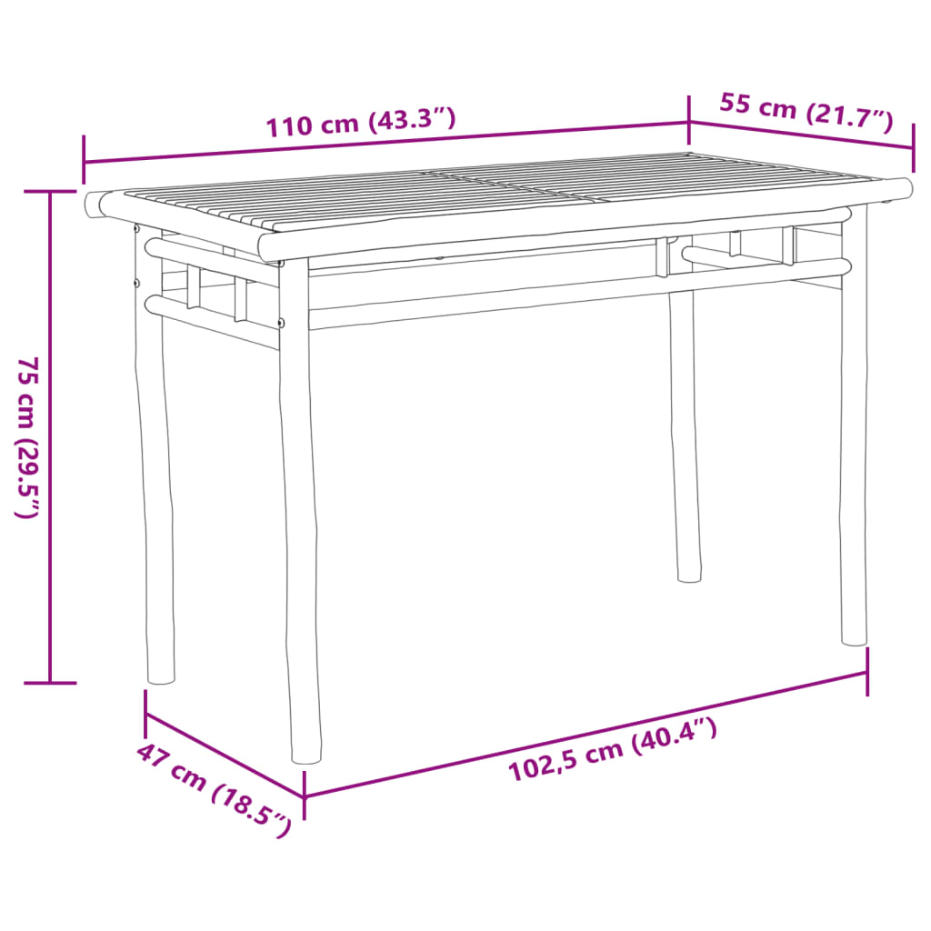 Tenda da Pranzo da Giardino 110x55x75 cm in Bambù - homemem39