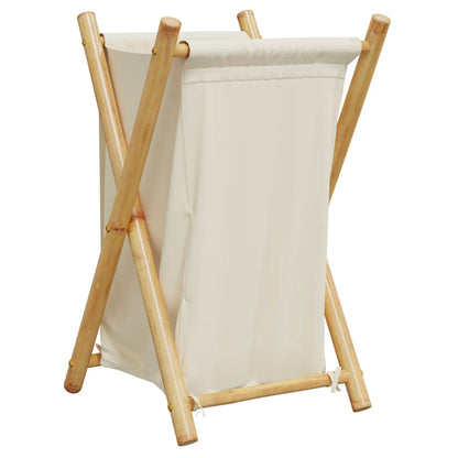 Cesto per Biancheria Bianco Crema 41,5x36x63,5 cm in Bambù | homemem39