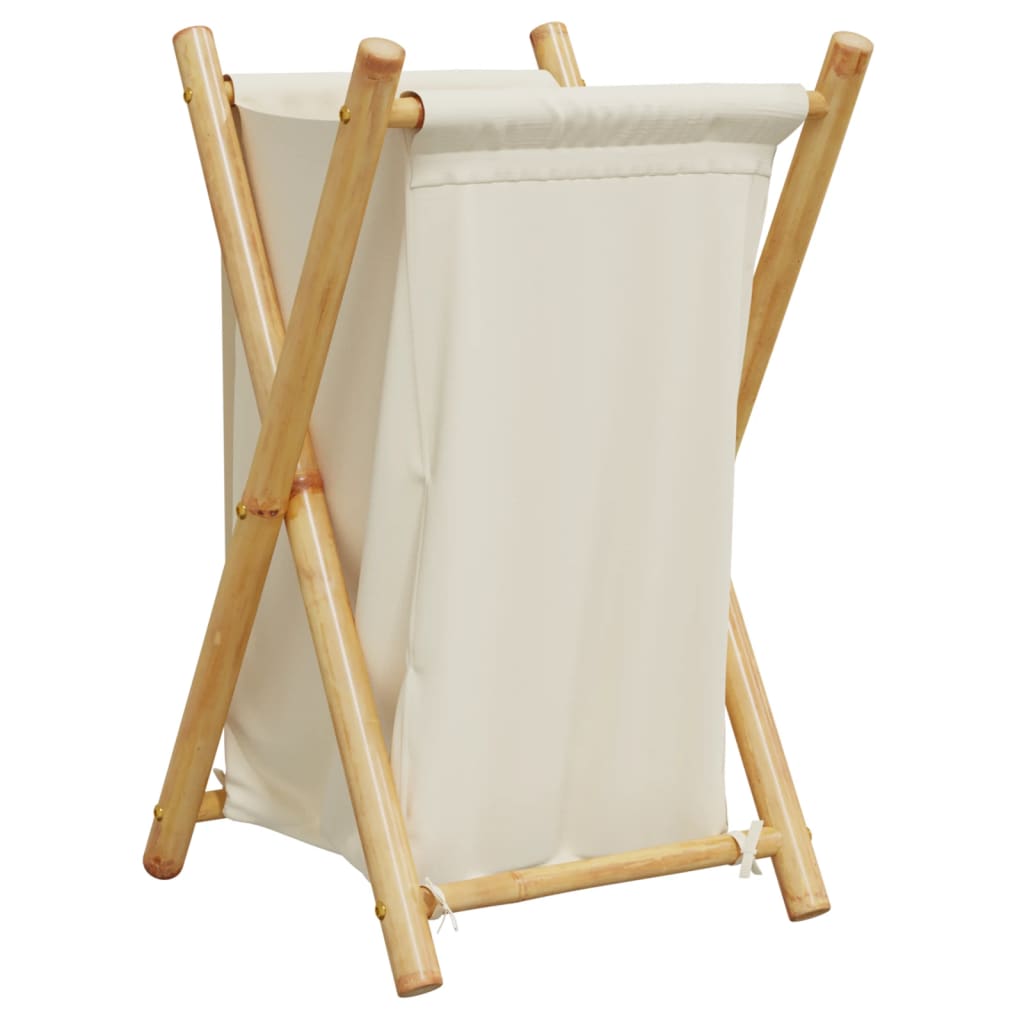 Cesto per Biancheria Bianco Crema 41,5x36x63,5 cm in Bambù - homemem39
