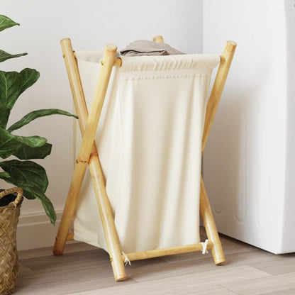 Cesto per Biancheria Bianco Crema 41,5x36x63,5 cm in Bambù | homemem39