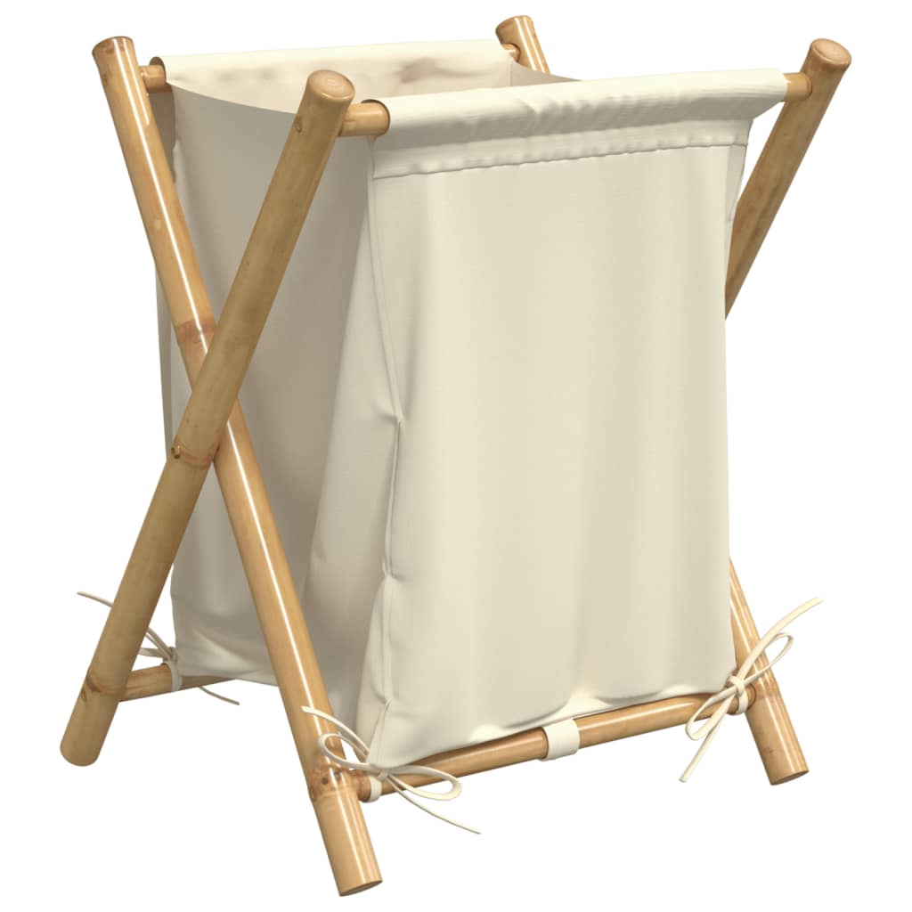 Cesto per Biancheria Bianco Crema 45x55x63,5 cm in Bambù | homemem39